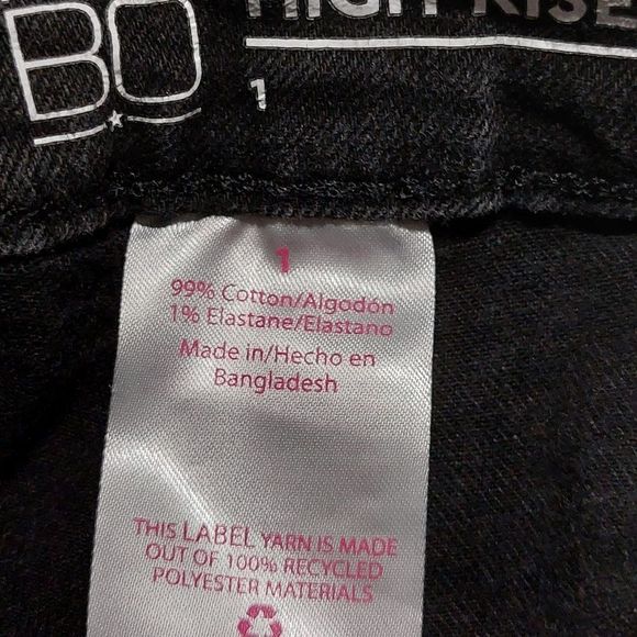 High rise button fly black fold down waist jean shorts - Picture 4 of 4